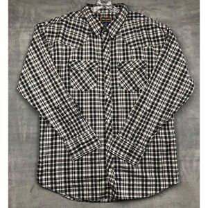 Urban Color Pearl Snap Shirt Mens XXL Black Plaid Western Button Down